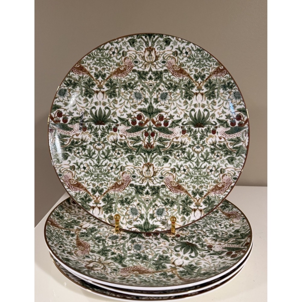 Set of 4 Morris & Co. Strawberry Thief 10 1/2" Dinner Plates